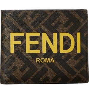 Fendi men Black and yucca Yellow Logo Wallet bifold  leather and Wallet